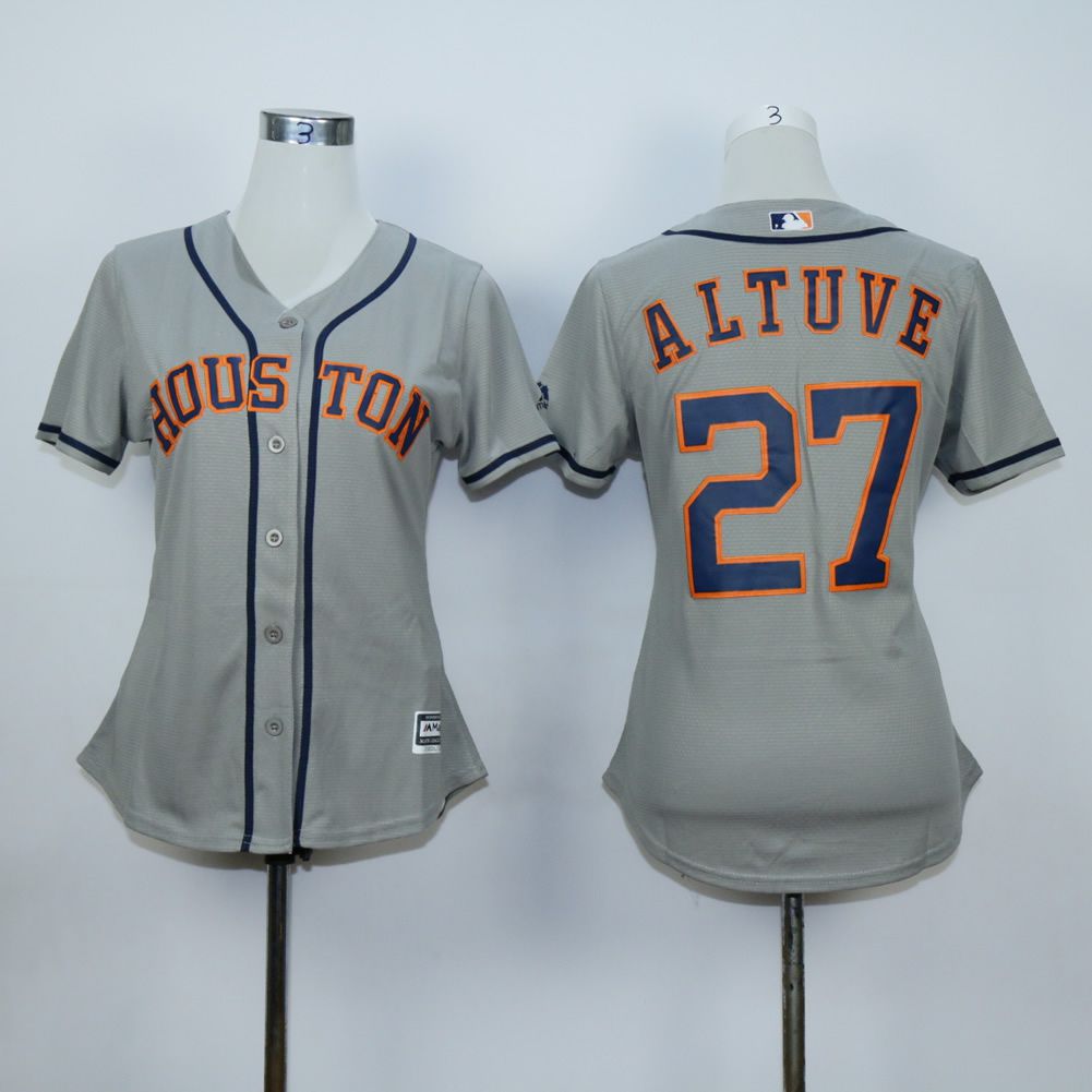 Women Houston Astros #27 Altuve Grey MLB Jerseys